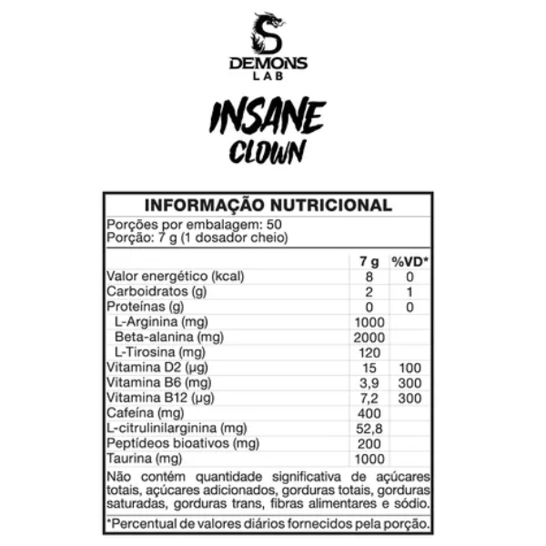 Pré-Treino Insane Clown 350g - Demons Lab