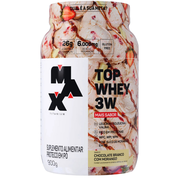 Top Whey 3W + Sabor 900G - Max Titanium