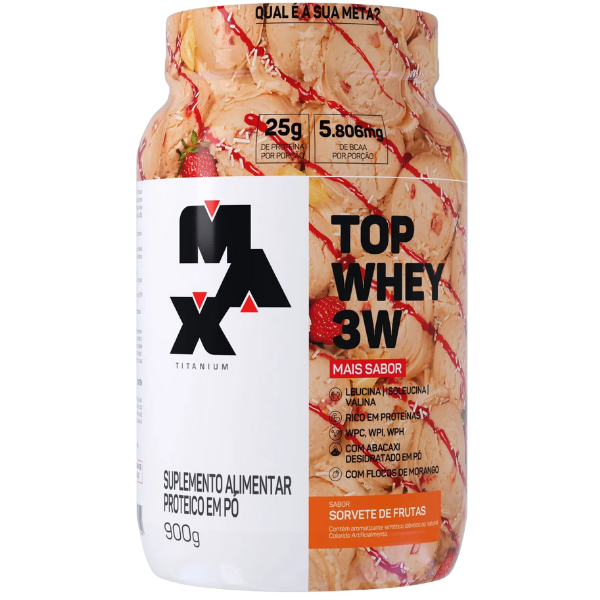 Top Whey 3W + Sabor 900G - Max Titanium