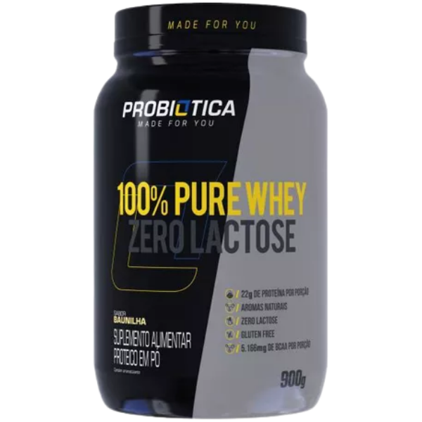 100% Pure Whey Zero Lactose Pote 900g - Probiótica