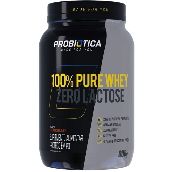 100% Pure Whey Zero Lactose Pote 900g - Probiótica
