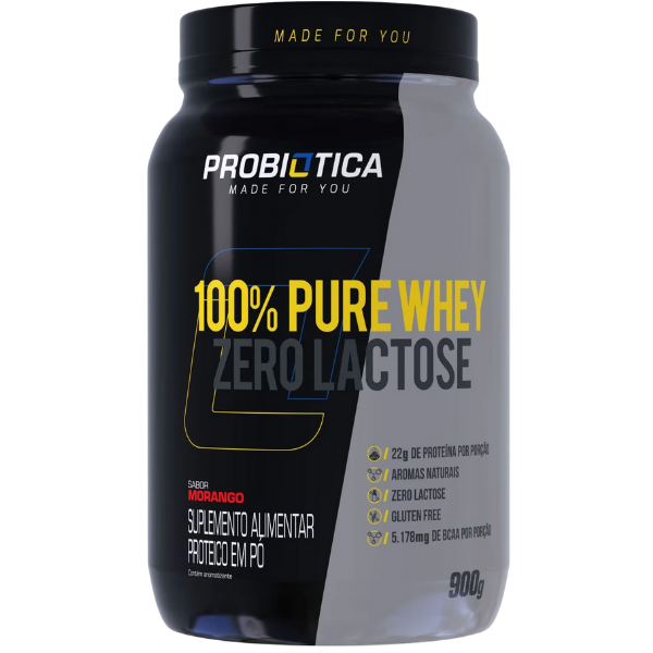 100% Pure Whey Zero Lactose Pote 900g - Probiótica
