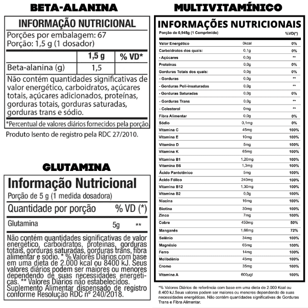 Beta Alanina + Glutamina + Multivitamínico