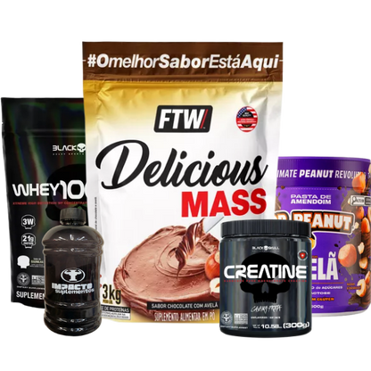 Combo 1 Hipercalórico, 1 Whey, 1 Creatina + Brinde