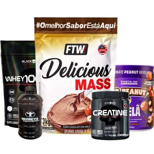 Combo 1 Hipercalórico, 1 Whey, 1 Creatina + Brinde
