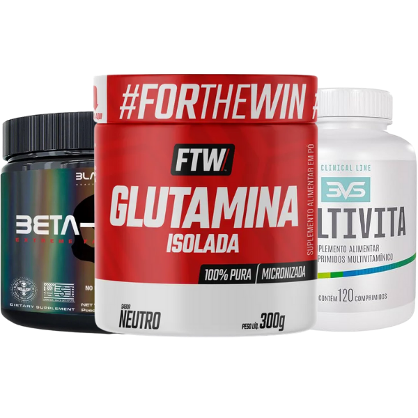 Combo 1 Beta-Alanina, 1 Glutamina e 1 Multivitamínico