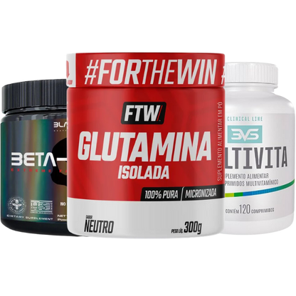 Combo 1 Beta-Alanina, 1 Glutamina e 1 Multivitamínico