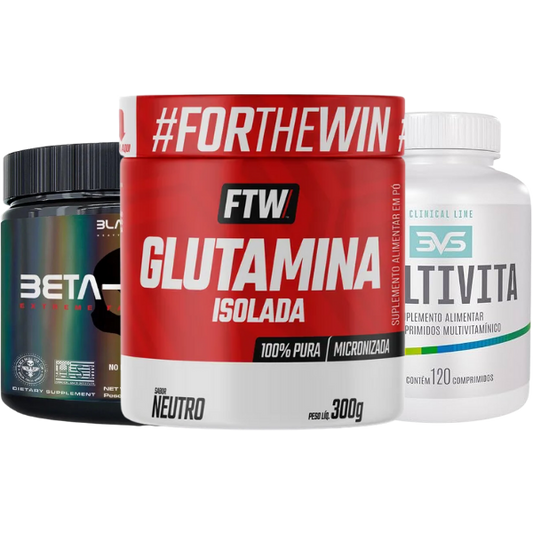 Combo 1 Beta-Alanina, 1 Glutamina e 1 Multivitamínico